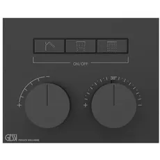 Gessi HI-FI, Fertigmontageset Unterputz-Thermostat mit Tasten-Bedienung, 3 separate Ausgänge, 63006, Farbe: Messing PVD