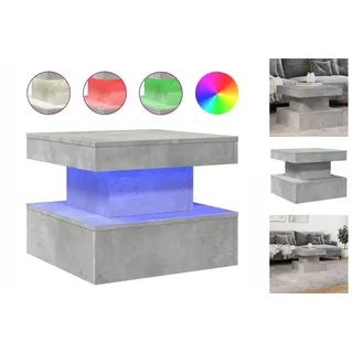 vidaXL Couchtisch mit LED-Leuchten Betongrau 50x50x40 cm