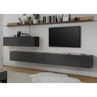 TV Lowboard Jenrik in schwarz und grau skandinavisch TV Unterteil 140 x 52 cm Fernsehtisch - Grau, Naturbelassen