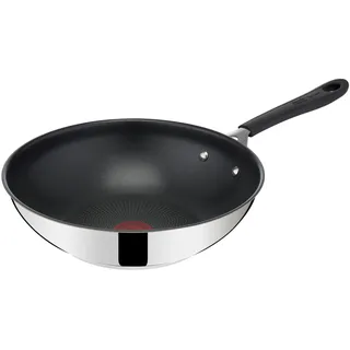 Tefal Jamie Oliver by Home Cook Wokpfanne, 28 cm, Antihaftversiegelung, Thermo-Signal, genieteter Griff mit Silikoneinlage, induktionsgeeignet, Edelstahl E3031925