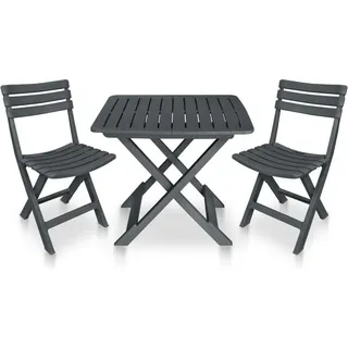 3-tlg. Bistro-Set Klappbar Kunststoff Anthrazit - Grau