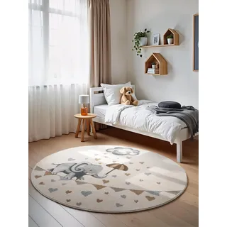 Villeroy & Boch Walk like an Elephant Rainy Kinderteppich Ø 160 cm Creme/Mulitfarben