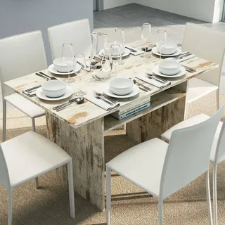 Dmora - Ausziehbare Konsole Lavanda, Esstisch mit Buchöffnung, ausziehbare Mehrzweckkonsole, 100 % Made in Italy, 120 x 70 x 75 cm, Vintage,