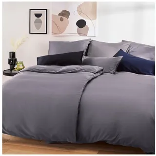 Blumtal Mako Satin Bettwäsche 155x220 Anthrazit - Bettdeckenbezug mit frei wählbaren Kissenbezug - individuell anpassbares Bettwäsche-Set aus 100% Baumwolle - Oeko Tex Zertifiziert