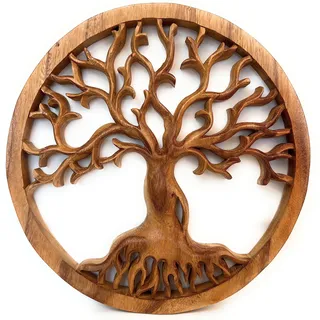 Trintura Lebensbaum Holz 30 cm – Wanddeko aus Akazienholz – Baum des Lebens Wandobjekt Holz, Deko Wand, Fensterbilder, Wikinger Dekoration, Holzornament Lebensbaum