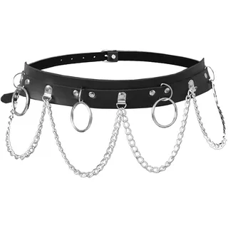 Damen Punk Gürtel Taillenkette Schwarz Gothic Kettengürtel Taillengürtel Punk Rave Gürtel Körperzubehör Goth für Frauen und Mädchen