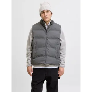 Steppweste JACK & JONES "JJESOHO BODYWARMER COLLAR SN", Herren, Gr. S, grau (castlerock), Web, Obermaterial: 100% Polyester, unifarben, regular fit hüftlang, Westen Steppweste