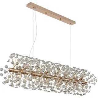 Globo Kristall-Hängeleuchte , Klar, Goldfarben, Transparent , Metall, Kunststoff, Glas , F , 30x150x90 cm , Ce , beliebig kürzbar , Lampen & Leuchten, Leuchtenserien