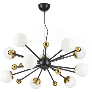 Kronleuchter , Schwarz Hochglanz , Metall, Kunststoff , rund , 80x90x80 cm , Eec , ohne Chemie , Lampen & Leuchten, Innenbeleuchtung, Hängeleuchten, Kronleuchter