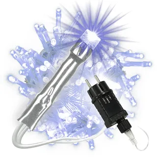 Nipach GmbH 100 LED Lichterkette blau Innen Außen transparentes Kabel Trafo Timer Weihnachtsbeleuchtung Weihnachtsdeko Partydeko Xmas-Deko