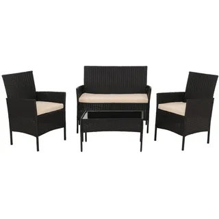 MCW Garten-Garnitur Anthrazit, Cremeweiß , Anthrazit, Weiß , Kunststoff , Gartenmöbel, Gartengarnituren, Gartenmöbel-Sets