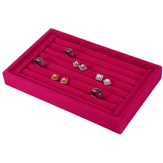 Schmuckkästchen zur Aufbewahrung von Ringen, Schmuckständer, Ringe, Schlitze aus Samt, Ringschachtel (Rosa)