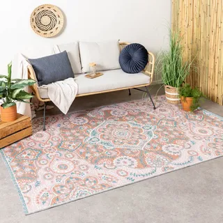 Outdoor Teppich Boho - Vedra Medaillon Rosa - 160x230 cm - Garten, Terrasse - FRAAI | Home & Living - Boho, Klassik, Industrielle, Modern, Skandinavisch, Retro - Rosa