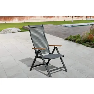 Leco Klappstuhl Juno Aluminium mit Armlehnen verstellbar Anthrazit 2er Set