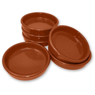 ToCi 4er-Set Tapas-Schalen Braun Auflaufform | 230 ml Cazuela Schale | Ton-Dessertschalen Schälchen Mediterran Ø 15 cm | Traditionelle Tonware aus Spanien