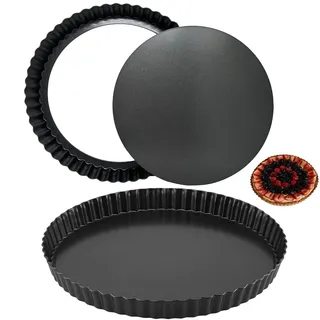 TFLPUO Quicheform 22cm+28cm, 2 Stück Tarteform Quicheform mit Hebeboden Quiche Form Tartelette Förmchen Rund Backform für Backen Pie Quiches