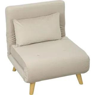 Schlafsessel, Klappsessel mit Bettfunktion, Zierkissen, klappbarer Relaxsessel mit Verstellbarer Rückenlehne in Samtoptik, für Wohnzimmer, Beige Aosom - Beige