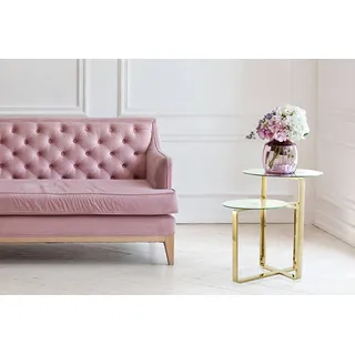 Kayoom Beistelltisch »Katris, Ausgefallenes Gestell aus stabilem Edelstahl« 1 Stk. tlg. ausgefallenes Gestelldesign aus Edelstahl, zwei Ablageflächen