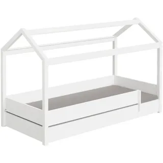 Paidi Hausbett , Weiß , Holz, Holzwerkstoff , Buche , massiv , Höhe ca. 14 cm , 90x200 cm , Blauer Engel, Goldenes M , bodentiefer Einstieg , Babymöbel & Kindermöbel, Kinderzimmer & Jugendzimmer, Kinderbetten, Spielbetten