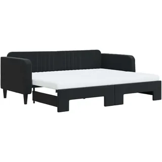 vidaXL Tagesbett Ausziehbar mit Matratzen Schwarz 90x200 cm Samt - Schwarz