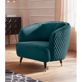 Home Affaire Cocktailsessel Oradea Samtoptik 85 x 78 x 87 cm Blau mit eleganter Steppung
