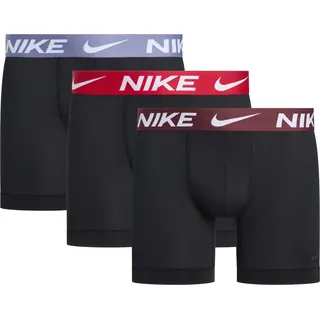 Boxer NIKE UNDERWEAR "BOXER BRIEF 3PK", Herren, Gr. S, 3 Stk., blk wld indgo, uni rot, drk tm rot wb, Jersey, Obermaterial: 92% Polyester, 8% Elasthan, kontrastfarbene Details, unifarben, körpernah, Unterhosen Boxer, mit NIKE Logo-Elastikbund