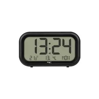 TFA Dostmann 60.2052.01 Quarz Wecker Schwarz Alarmzeiten 1 Großes Display, Extra lauter Weckton