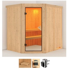 Bild Sauna »Laila«, (Set), 3,6-kW-Plug & Play Ofen mit integrierter Steuerung beige