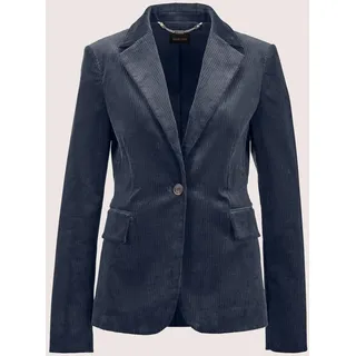 Jerseyblazer MADELEINE "Cordblazer Klassischer Cordblazer mit Reverskragen", Damen, Gr. 42, blau (marine), Obermaterial: 98% Baumwolle CO. 2% Elasthan EL., Modern, normal, Blazer Jerseyblazer, Cord