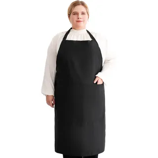 Livdouyu Schürzen in Übergröße für Damen, Lustige schwarze Schürzen Einstellbares Küchenkochen mit Taschen Wasserdichte Schürzen Kochschürzen Friseurschürzen für Küche, Kochen (schwarz)