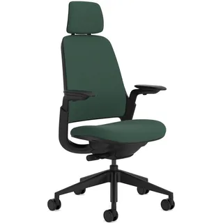 Steelcase Series 1 Ergonomischer Bürostuhl mit LiveBack Lumbalstütze, 4D-Armlehnen, anpassbarer Kopfstütze Tiefer Wald