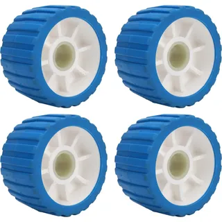 4pcs Anhänger Wackelwalzen hohe temperaturfeste Poly gerippte Roller für Boote -Anhänger 125 x 73 30 mm Blau