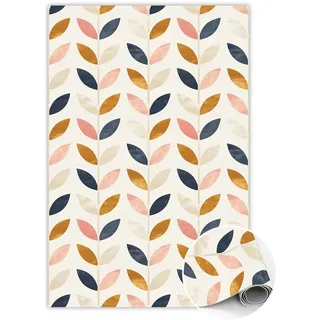 Tulup Vinyl Teppich 150x225 cm Kleine Blätter , Gelb , Kunststoff , Rechteckig , 150x225 cm , Teppiche und Böden, Teppiche, Outdoorteppiche