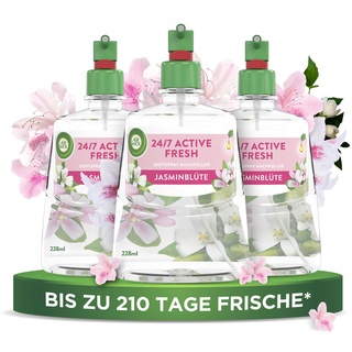 Air Wick Active Fresh – Aeorosolfreier, automatischer Lufterfrischer – Raumduft Jasminblüte – 3 x 228 ml Nachfüller