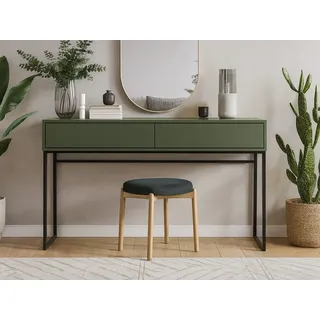beautysofa | Schminktisch GIANA 137 cm – Frisiertisch grifflos mit 2 Schubladen, Kosmetiktisch modern, Konsole, Flaschengrün - Grün, dunkelgrün