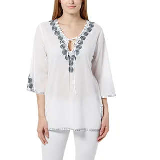 berydale Tunika Bluse mit Stickerei, Damen, Weiß/Grau, S