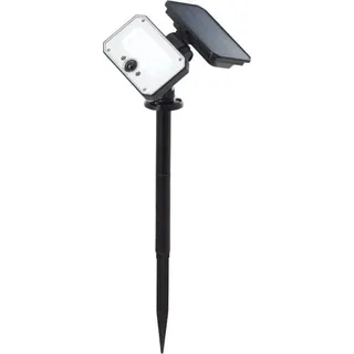 LED Solar Erdspießstrahler, BRILLIANT JOPLIN, mit Detektor, 4 W, 1100 Lumen, 4100 Kelvin, Schwarz, Kunststoff und Glas
