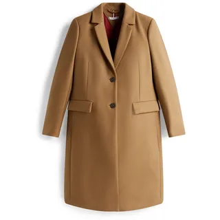 Langmantel TOMMY HILFIGER "CLASSIC SB WOOL REG COAT", Damen, Gr. 36, braun (light sepia braun), Web, Obermaterial: 72% Wolle, 25% Polyamid, 3% Kaschmir, unifarben, knielang, V-Ausschnitt, Mäntel Langmantel, mit Wolle und Kaschmiranteil