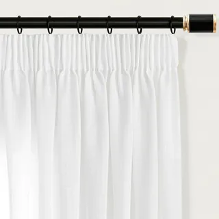 Gardinen Wohnzimmer Weiß mit Kräuselband-Vorhänge 140x240cm Leinen Vorhang Halbtransparent Modern Landhaus Schrank Schlafzimmer Lichtdurchlässig mit Haken Gardine Boho White Curtains Living Room Deko