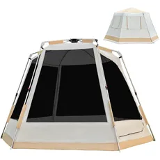 EULANT Wasserdicht Familienzelt (3-5 Mann) mit Automatisches Quick Up System,2-Lagen Sonnenbeständig Hexagon Camping Zelt,Verdunkelungsrahmen-Zelt,3.3x3.3x2m