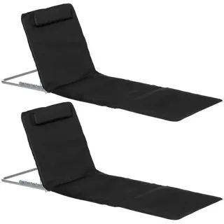 Outsunny Höhenverstellbare Strandliege, 134 x 48 x 33-43 cm, Stahl, Schwarz , Kunststoff , 134x43x48 cm , Gartenmöbel, Gartenliegen
