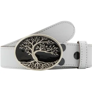 Rettungsring Gürtel Ledergürtel, mit austauschbarer Schließe »Oval Mit Weißem Stein«, weiß