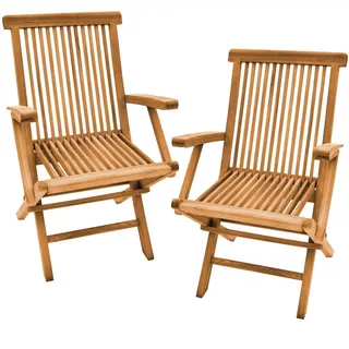 Teako Design Armlehnstuhl Alessandria aus Teakholz – Klappbarer Gartenstuhl aus massivem Plantagen-Teak, wetterfest & langlebig (Creme) - Creme