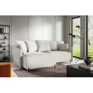 Fun Möbel Ecksofa Schlafsofa BETTO Stoff Now or Never Weiß Ottomane Links - Weiß