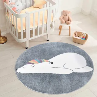 Carpet City Kinderteppich »ANIME921« rund 11 mm Höhe Kinderzimmer Teppich Modern mit lustigen Cartoon-Figuren, Multi, grau