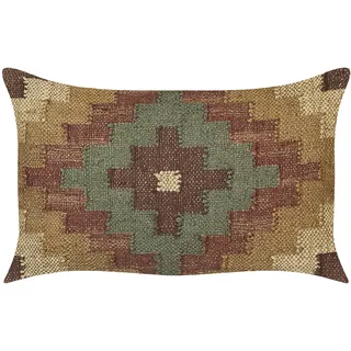 BELIANI Streukissen mehrfarbig aus Jute und Wolle 30 x 50 cm Orientalisches Muster im Kilim-Stil verwaschene Farben - Braun, Bunt, Beige, Grün