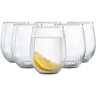 Glasmark KROSNO 1992 Trinkgläser 6er Set 345 ml | Elegante Tumbler Wassergläser Geriffelt für Eiskaffee & Drinks