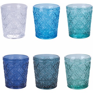 Villa d'Este Home Tivoli 5914026 Marrakech Ocean Wasserglas, geprägte Oberfläche, 325ml Kapazität, 6 Stück