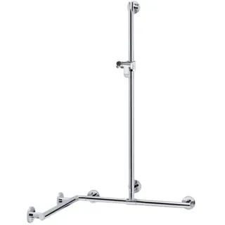 KEUCO PLAN Care Duschhandlauf mit Brausestange, Breite 597mm, Tiefe 797mm, Höhe 1263mm, 34915174611, Farbe: Aluminium silber-eloxiert/verchromt