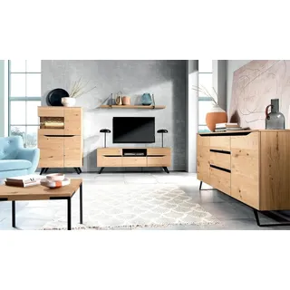 DesignerWohnwand Modern Holzmöbel TV-Lowboard Wohnzimmer Set 4tlg - Braun